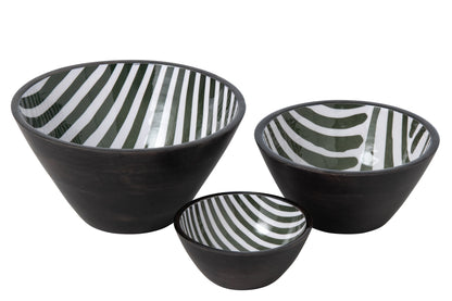Mango wood bowl olive/dark brown large assortment of 2