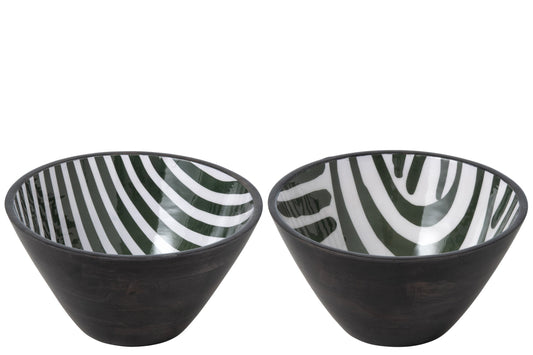 Bol en bois de manguier olive/brun foncé grand assortiment de 2