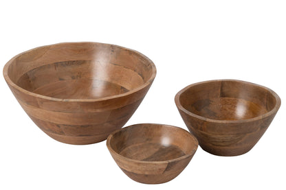 Kom oneffen mango hout naturel groot
