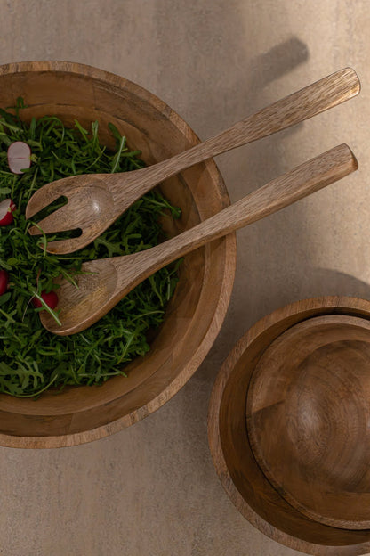 Kom oneffen mango hout naturel groot