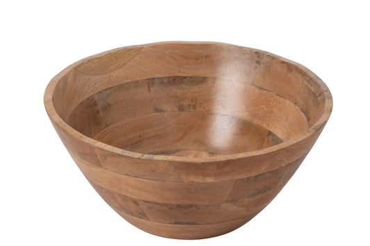 Kom oneffen mango hout naturel groot