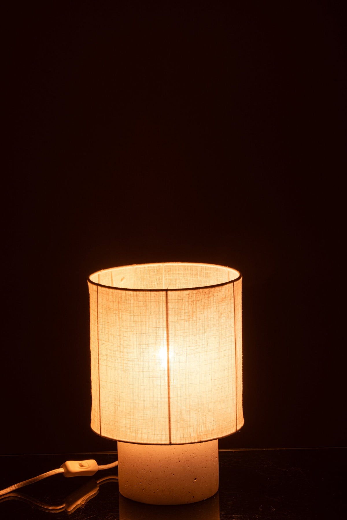 Small white cement table lamp