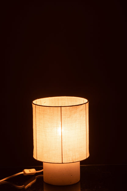 Small white cement table lamp