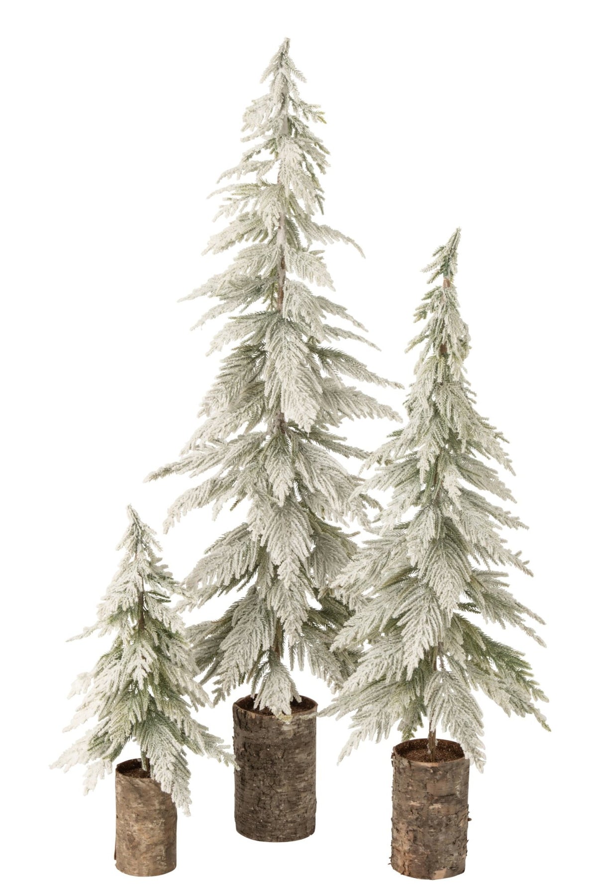 Christmas Tree Snowy + Wooden Base Polyethylene White/Natural Large