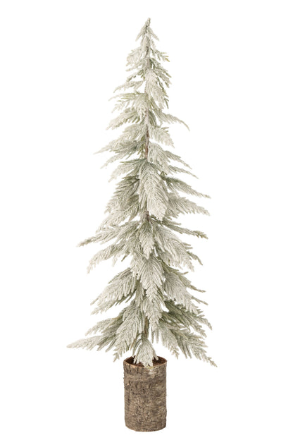 Christmas Tree Snowy + Wooden Base Polyethylene White/Natural Large