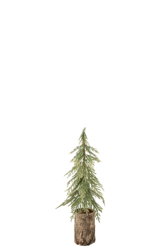 Christmas Tree Wooden Base Polyethylene Dark Green/Natural Small