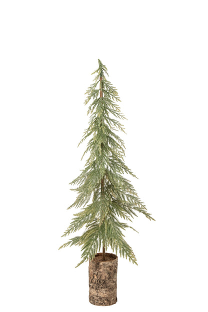 Christmas Tree Wooden Base Polyethylene Dark Green/Natural Medium