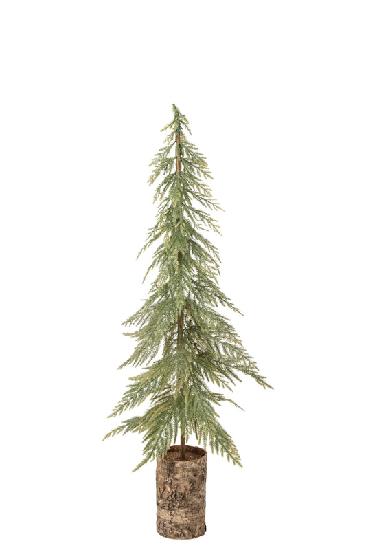 Christmas Tree Wooden Base Polyethylene Dark Green/Natural Medium