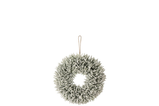 Wreath Snowy Polyethylene White/Dark Green Small