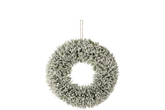 Wreath Snowy Polyethylene White/Dark Green Medium