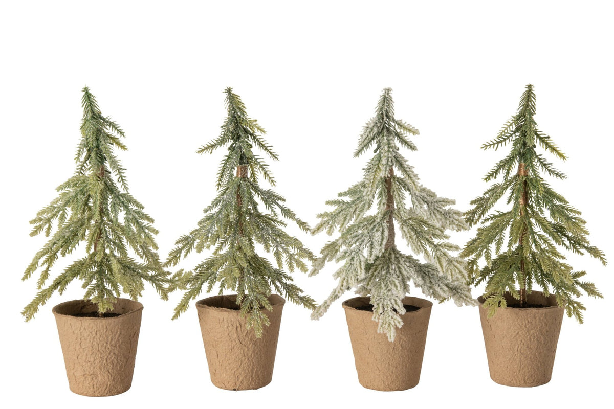 Christmas Tree Potted Polyethylene Dark Green/Natural Assortment Of 4