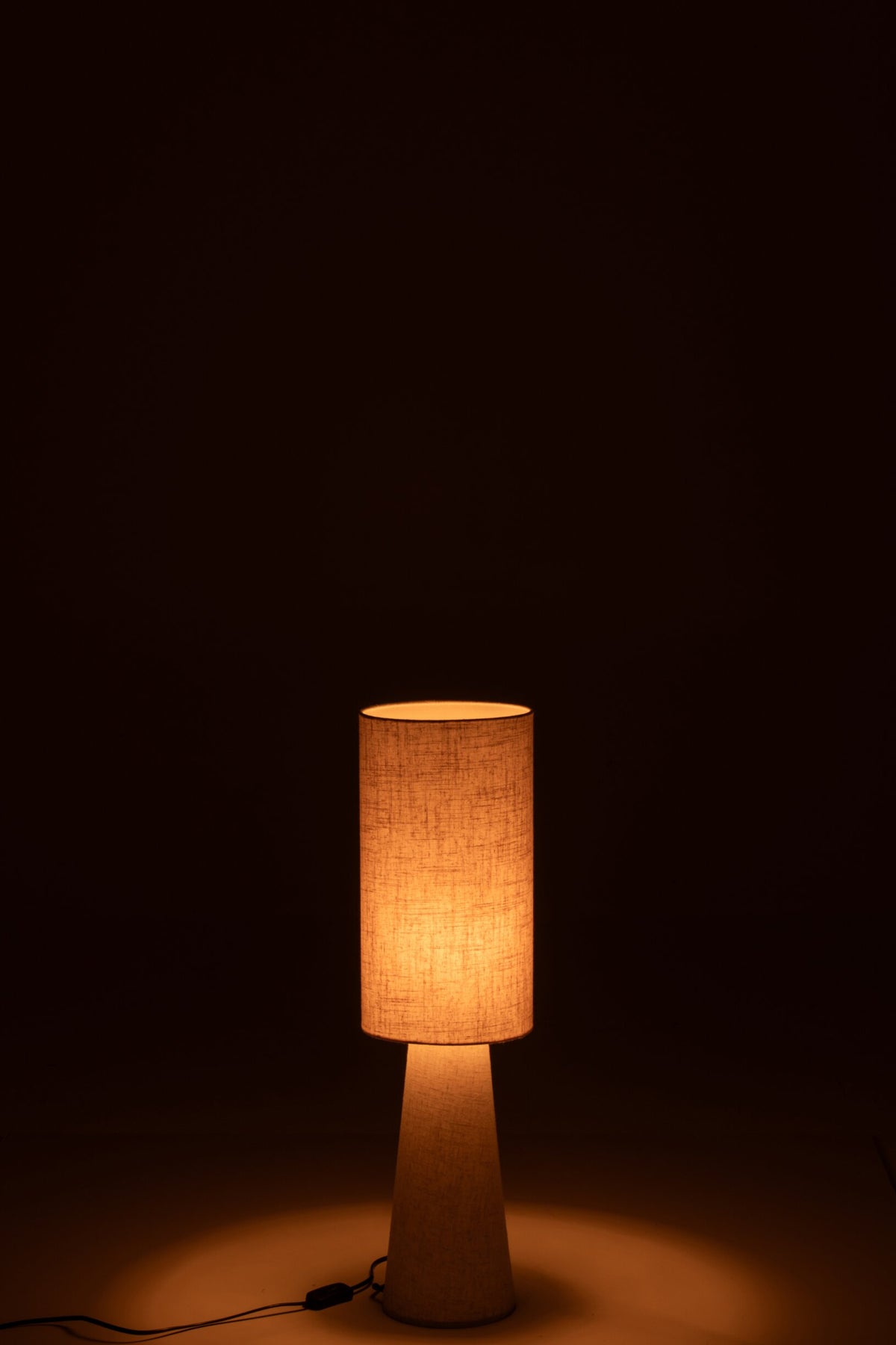 Small beige fabric table lamp