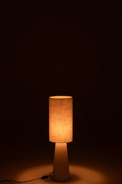 Small beige fabric table lamp