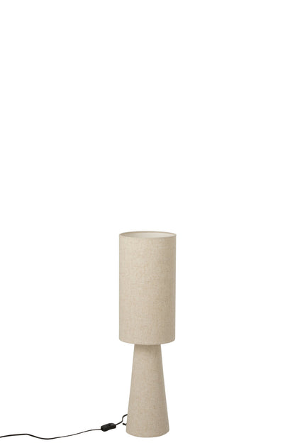 Small beige fabric table lamp