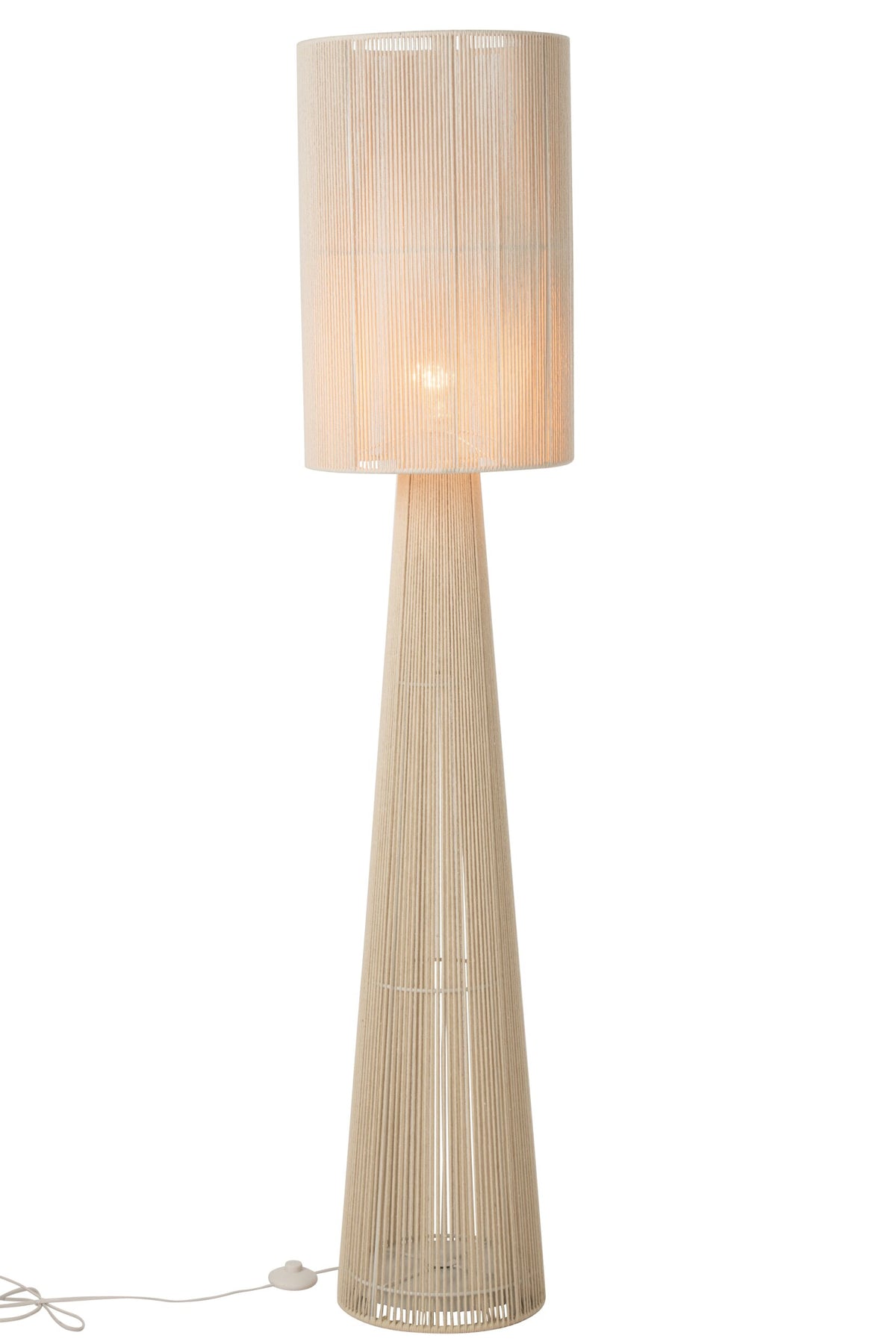 Large greige rope fabric floor lamp