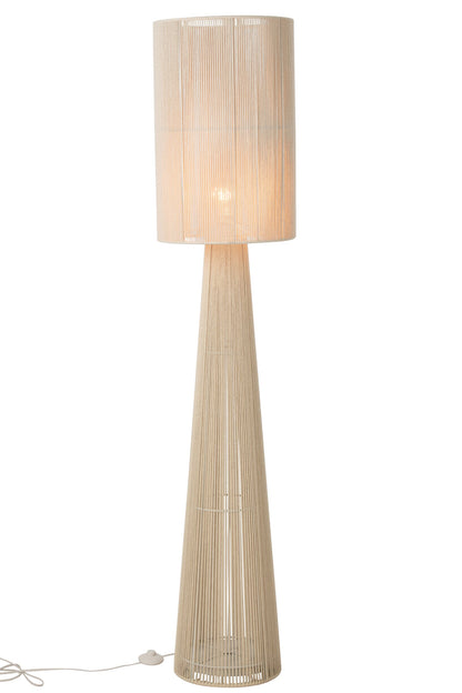Large greige rope fabric floor lamp