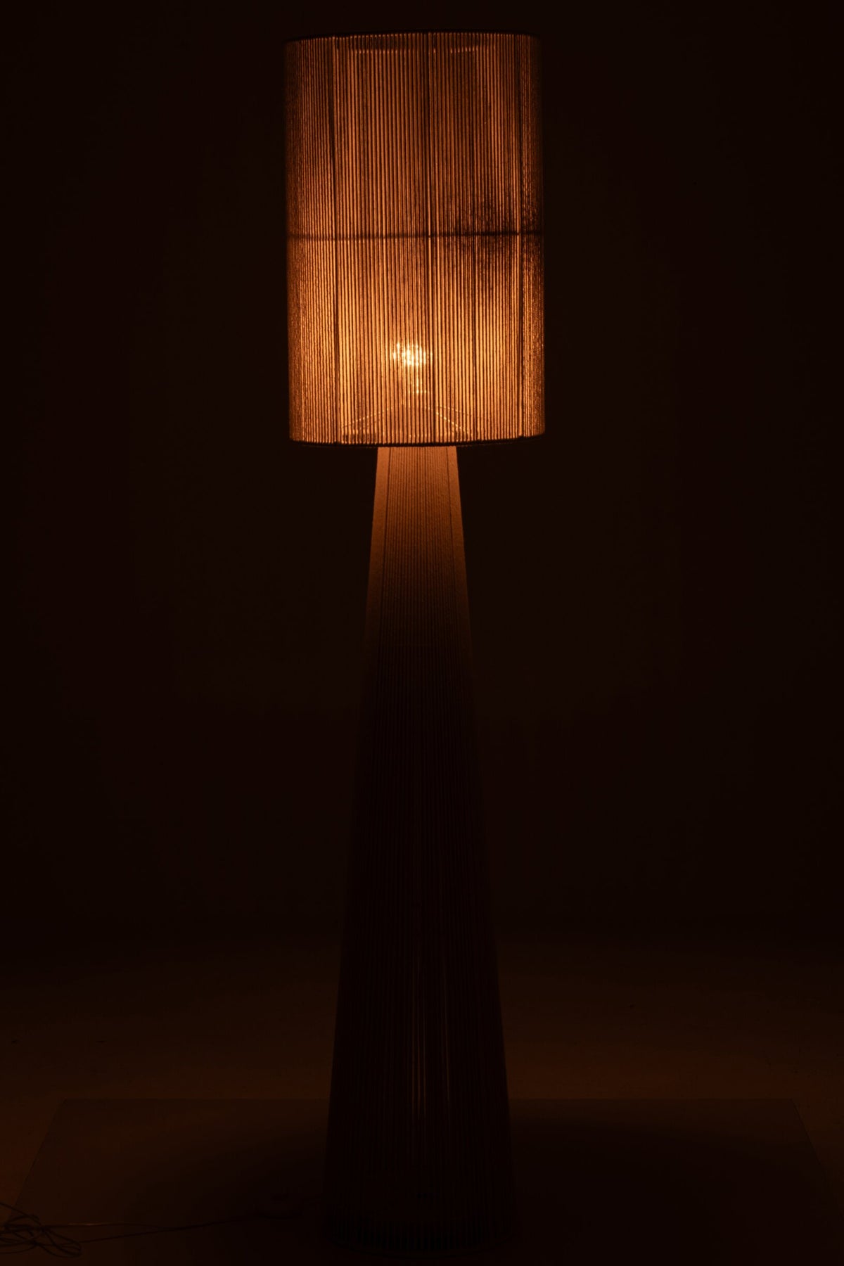 Large greige rope fabric floor lamp