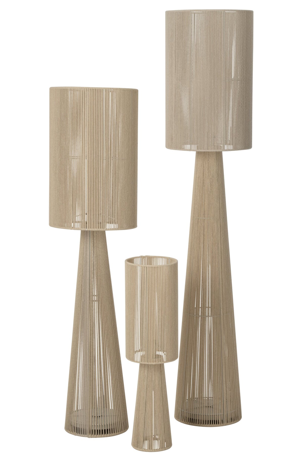 Large greige rope fabric floor lamp