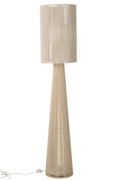 Large greige rope fabric floor lamp