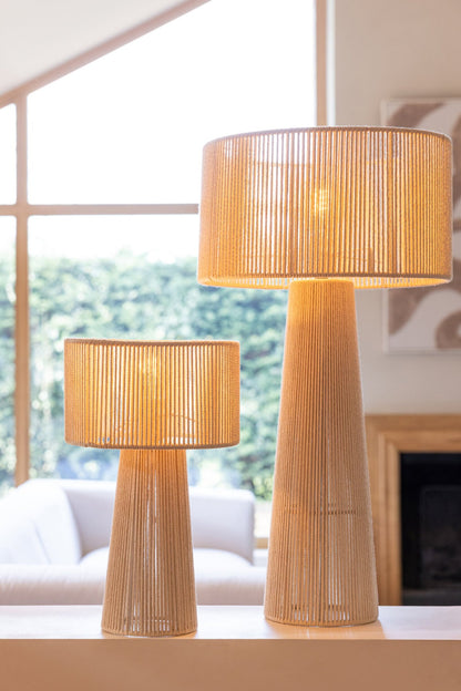 Table lamp rope paper greige medium