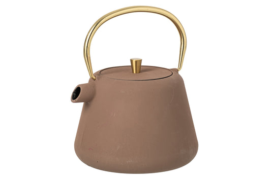 Theepot gietijzer taupe/goud