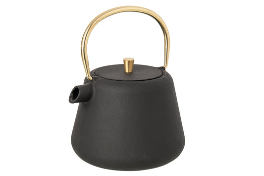 Theepot gietijzer zwart/goud