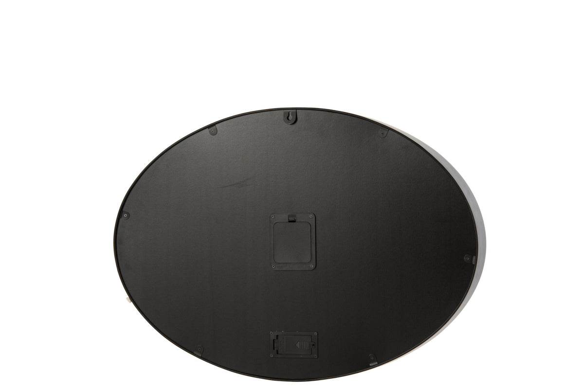 Wall Clock Oval Metal Black/Beige
