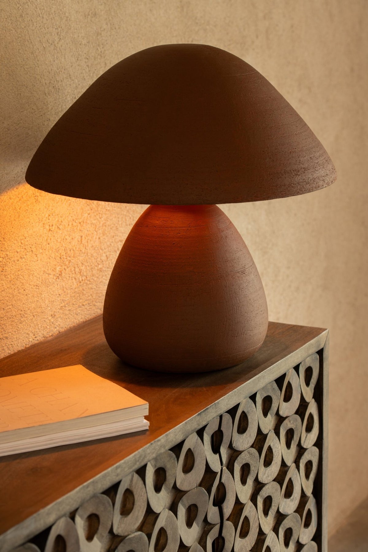 Table lamp earthenware brown