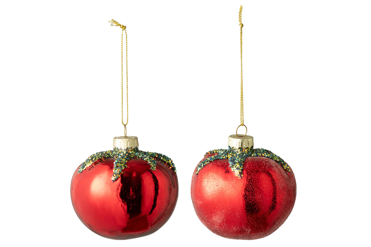Hanger Tomatoes Glass Red Assortment Of 2