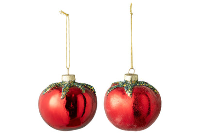 Hanger Tomatoes Glass Red Assortment Of 2