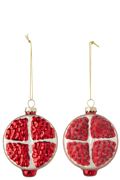 Hanger Pomegranate Glass Red Assortment Of 2