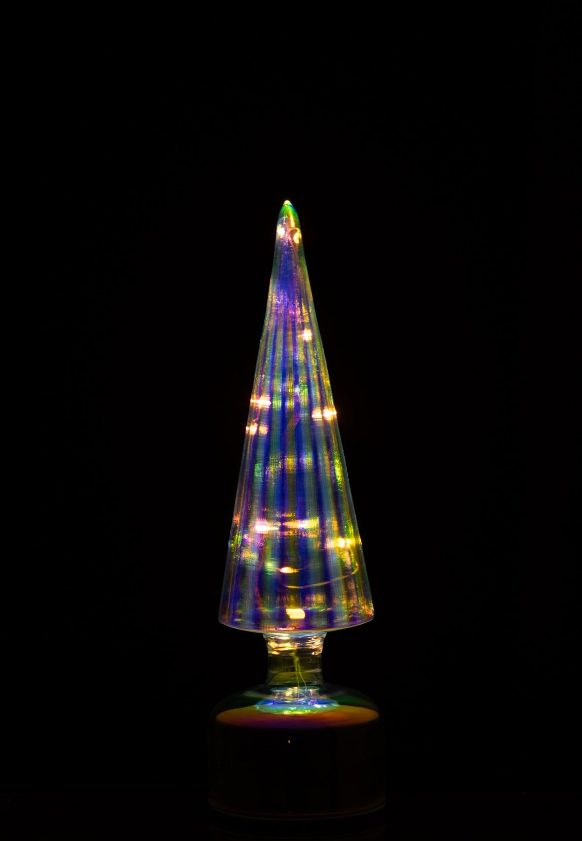 Tree LED Turning Crackled Glass Multi Small