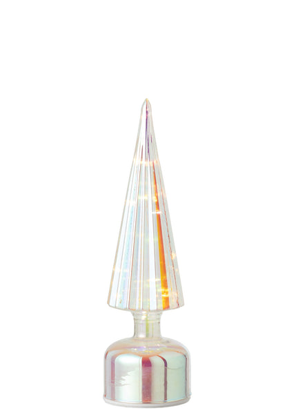 Tree LED Turning Crackled Glass Multi Small