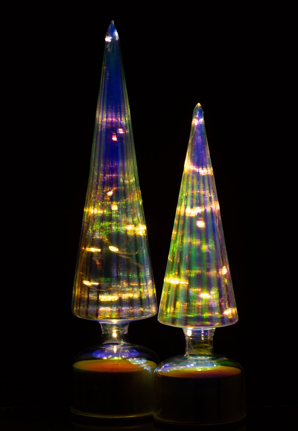 Tree LED Turning Crackled Glass Multi Large