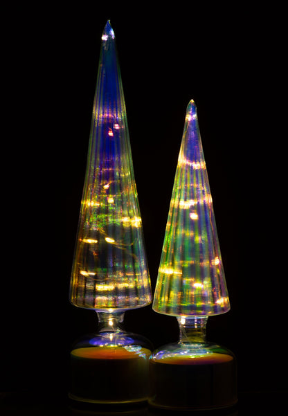 Tree LED Turning Crackled Glass Multi Large