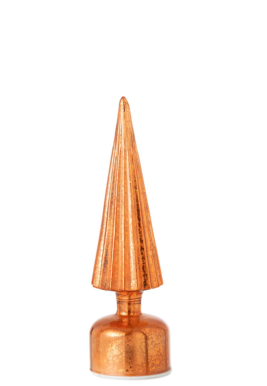 Tree LED Turning Crackled Glass Orange Small