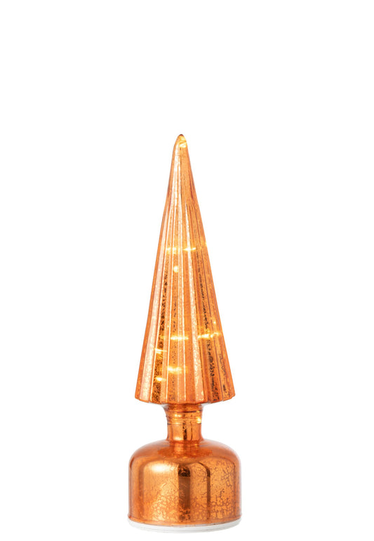 Tree LED Turning Crackled Glass Orange Small