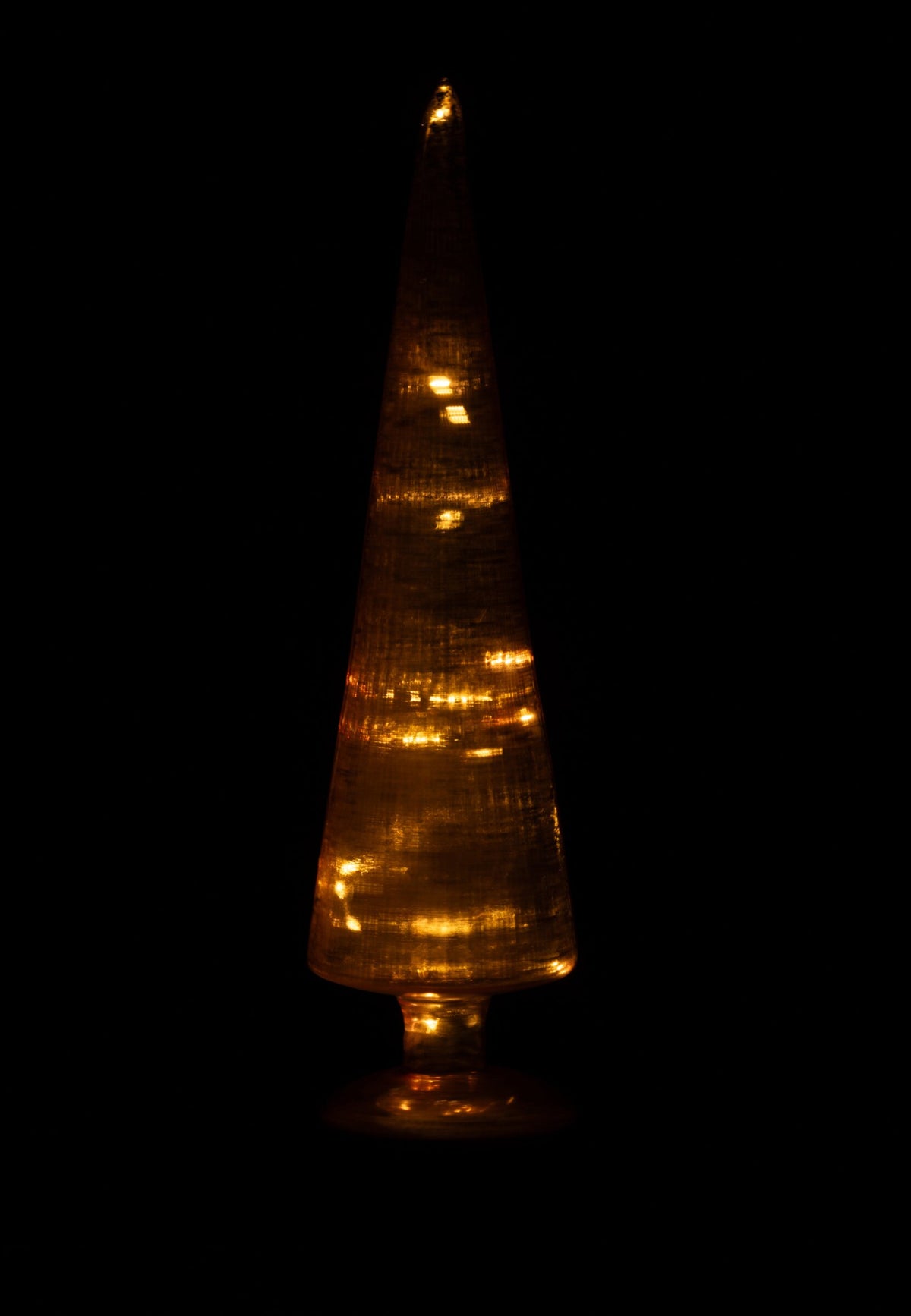 Tree LED Turning Crackled Glass Orange Large