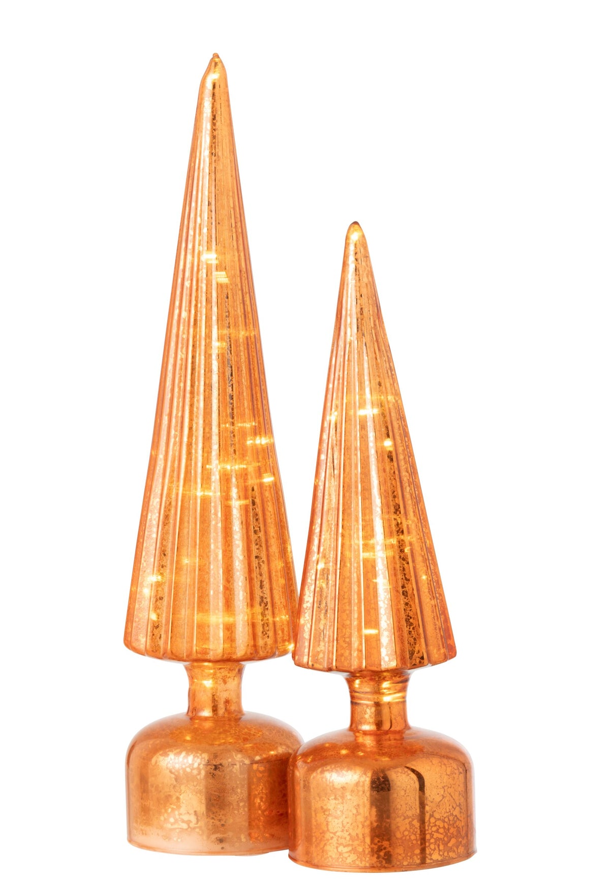 Tree LED Turning Crackled Glass Orange Large