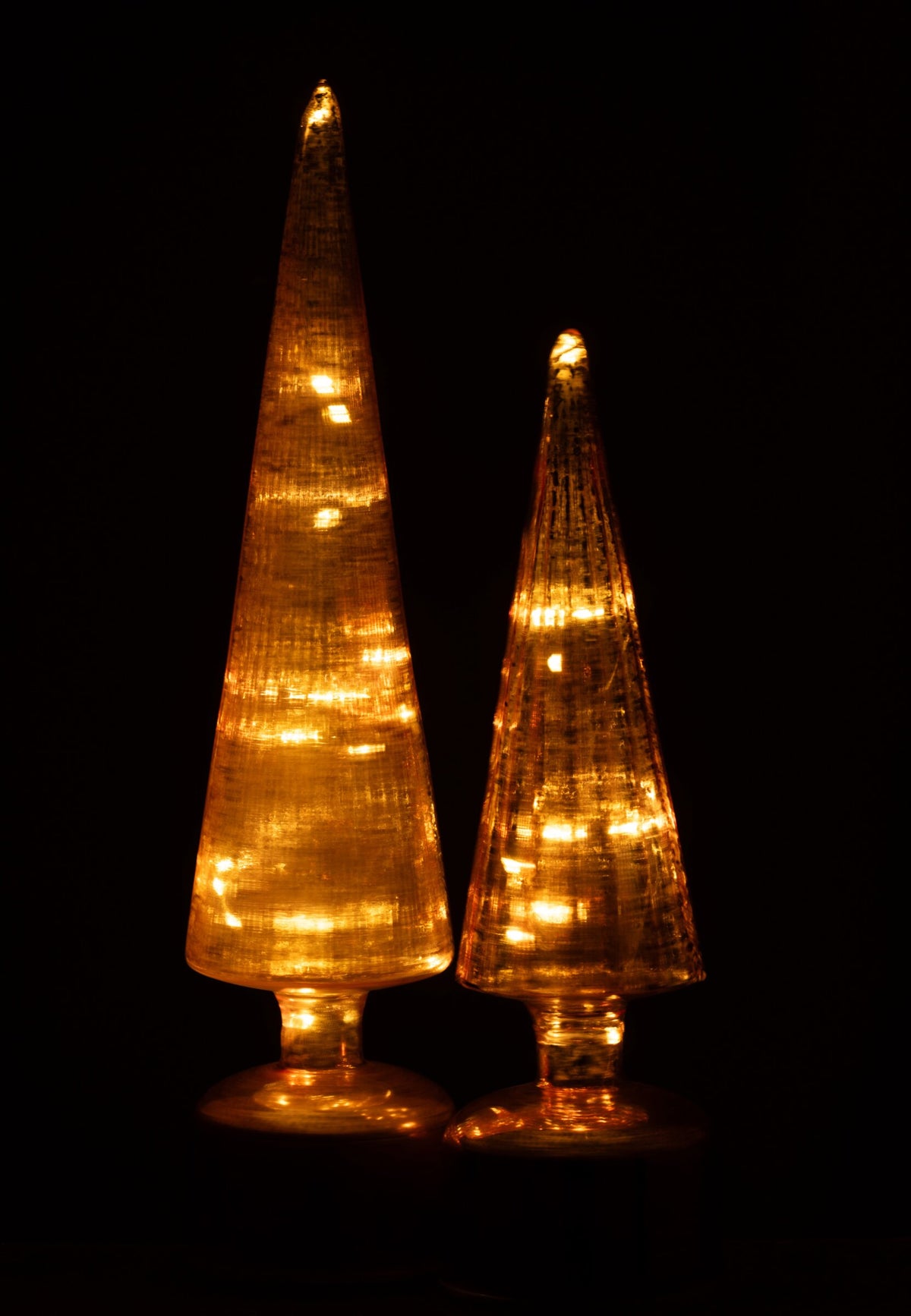 Tree LED Turning Crackled Glass Orange Large