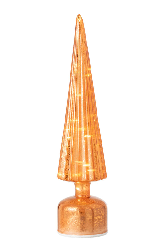 Tree LED Turning Crackled Glass Orange Large