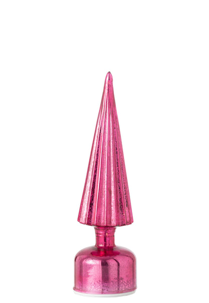 Tree LED Turning Crackled Glass Dark Pink Small