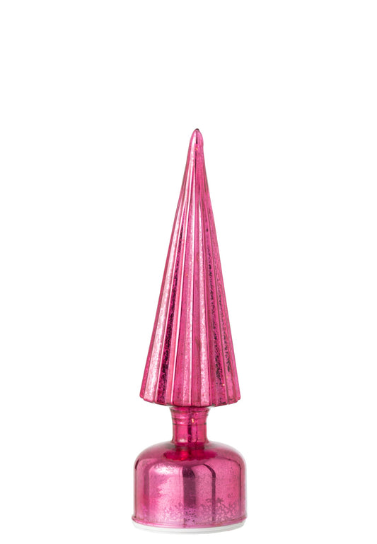 Tree LED Turning Crackled Glass Dark Pink Small