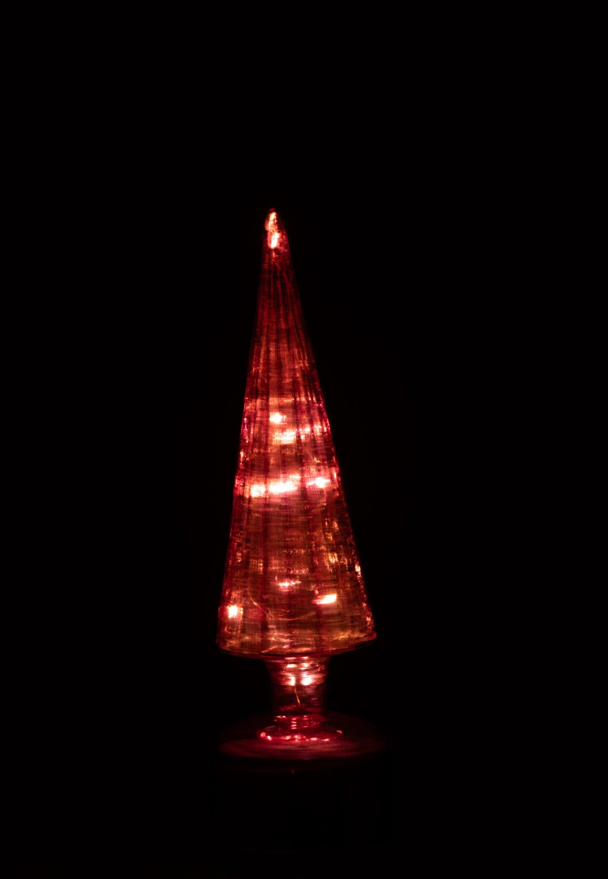 Tree LED Turning Crackled Glass Dark Pink Small
