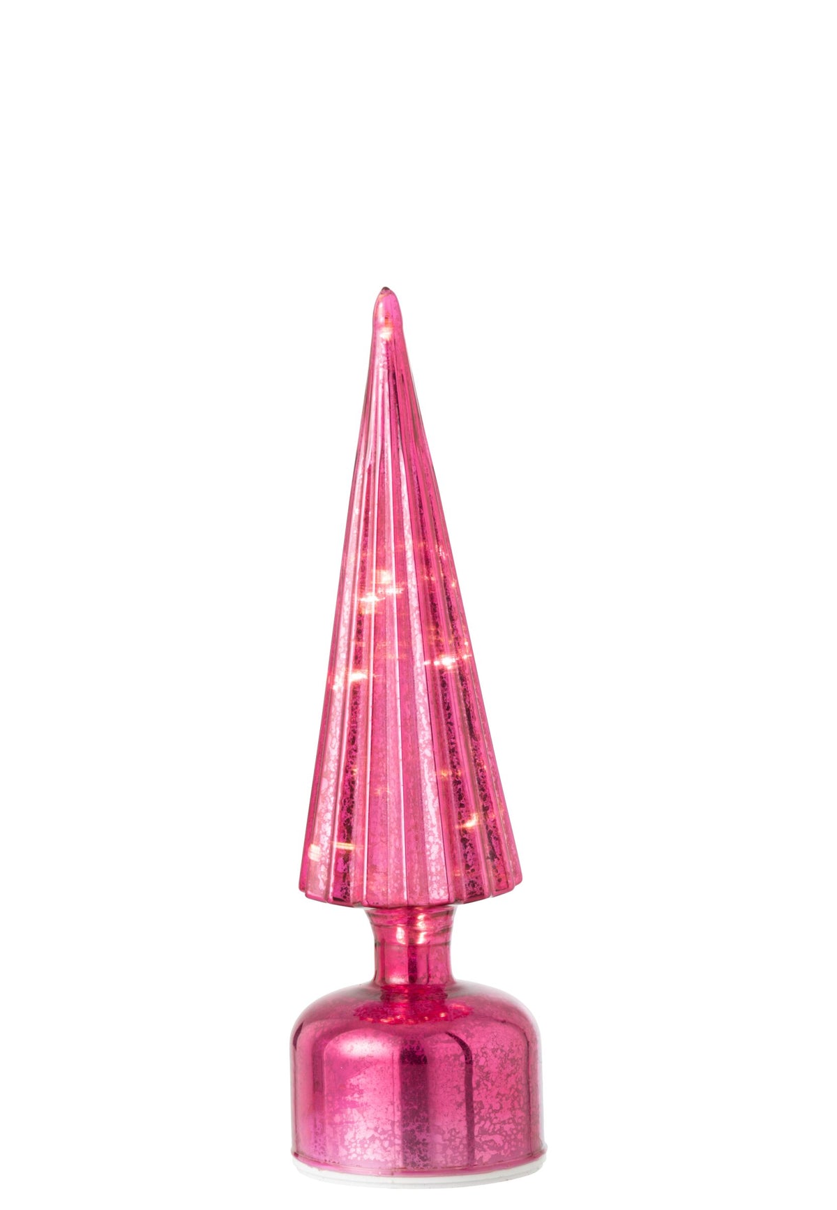 Tree LED Turning Crackled Glass Dark Pink Small
