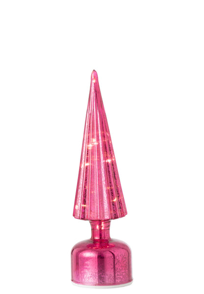 Tree LED Turning Crackled Glass Dark Pink Small