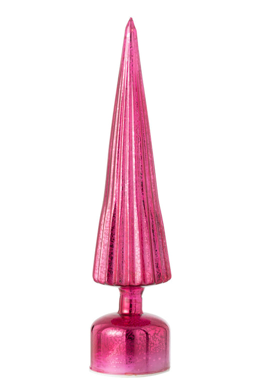 Tree LED Turning Crackled Glass Dark Pink Large