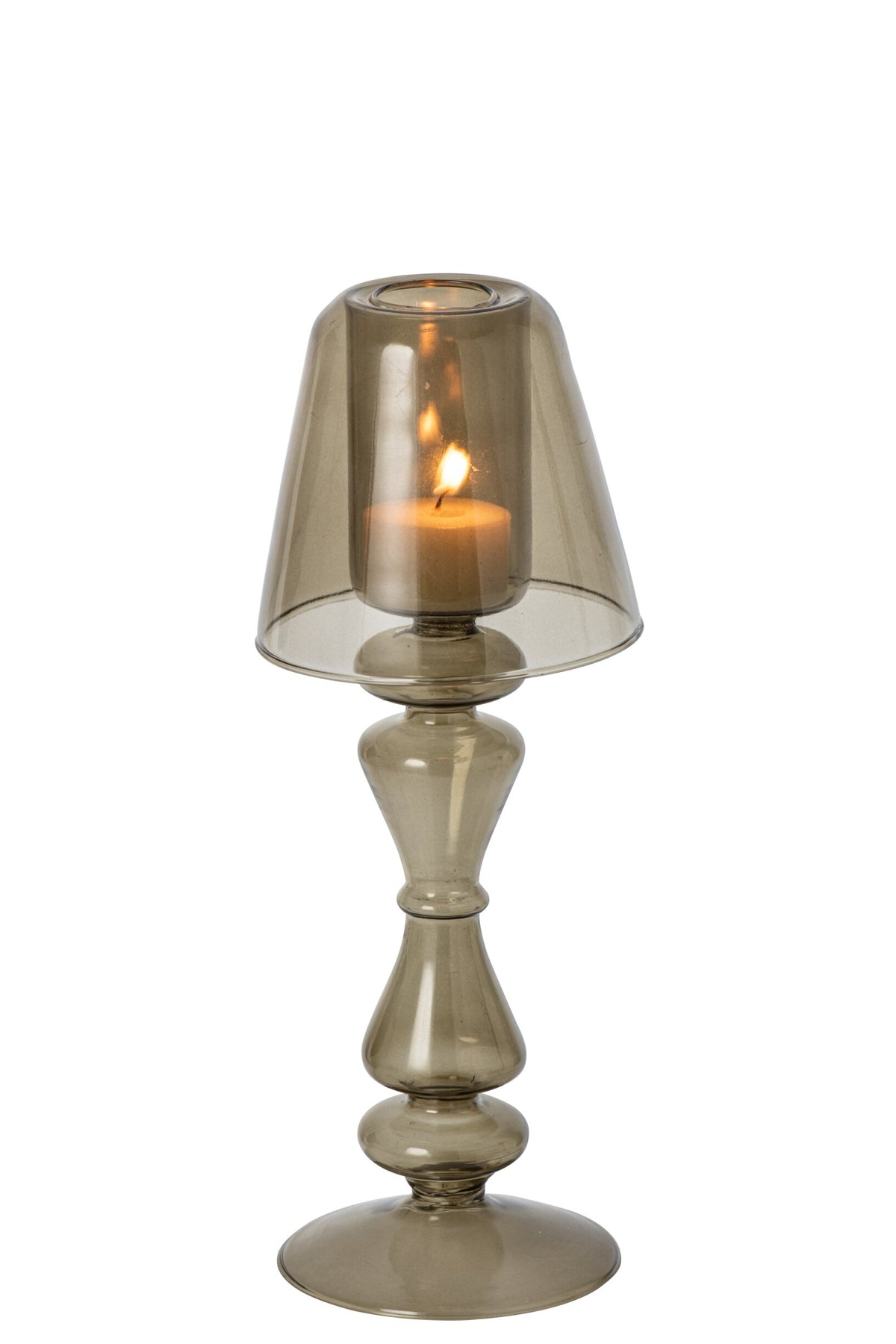 Theelichthouder Vintage Glas Olijfgroen Small