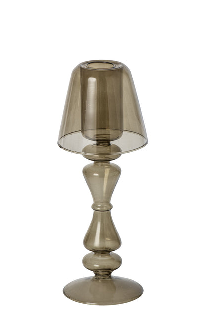 Theelichthouder Vintage Glas Olijfgroen Small