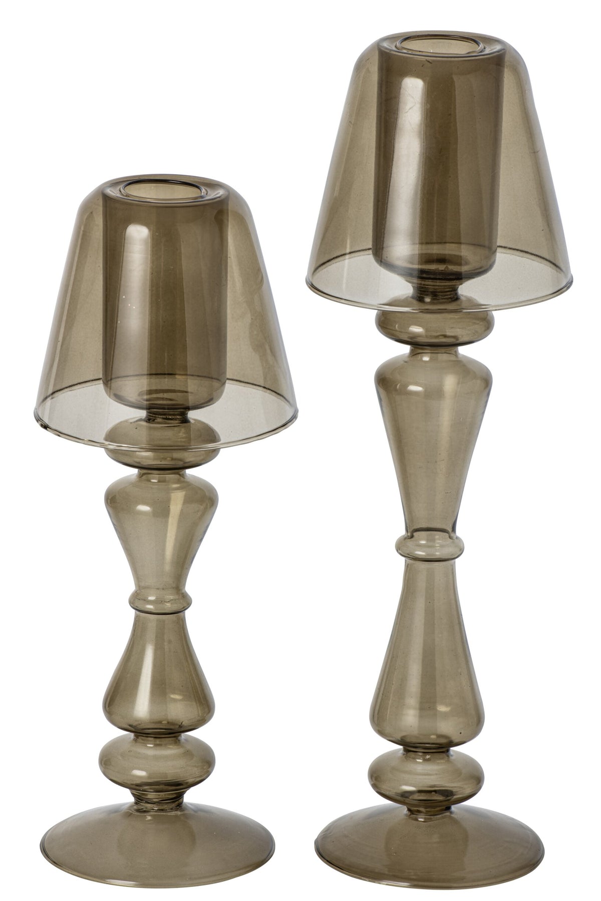 Theelichthouder Vintage Glas Olijfgroen Large